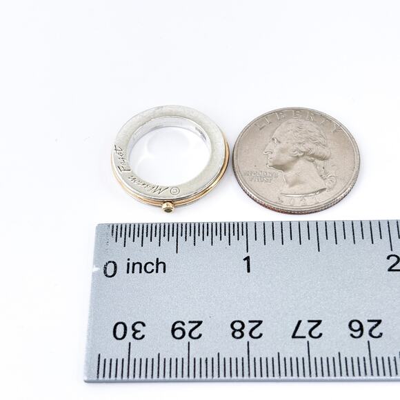 Vintage Mignon Faget 14K Gold & Sterling Silver Spinner Ring w/ Peridot Size 5 - Picture 12 of 12